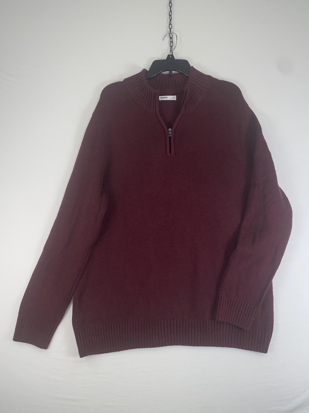 Sonoma Goods For Life Sweater Mens 2XL Red 1/4 Zip Mock Neck Knit Pullover
